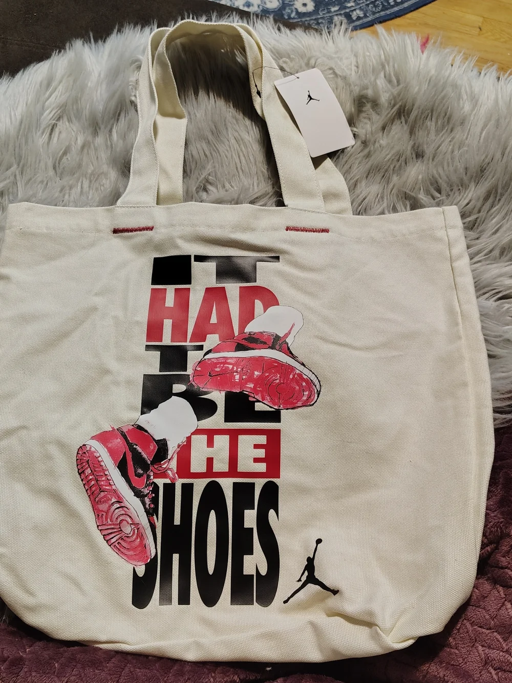 NWT Michael Jordan It Had To Be The Shoes Zippered Tote Bag 9A0755 ZZ Streetwear
